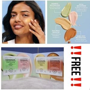 ‼️FREE‼️NEW‼️Cover Girl Color Correcting Serum Moisturizer Primer 4 samples